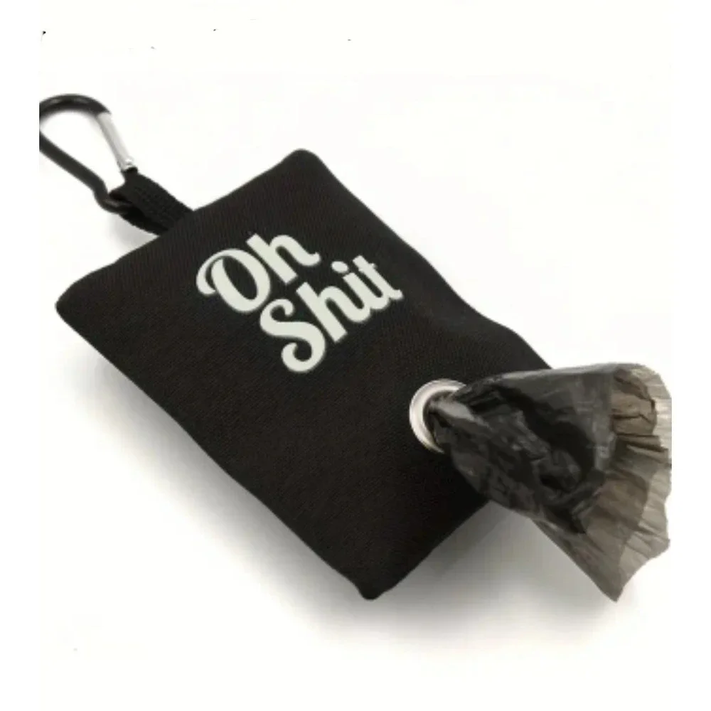 Oh Sh*t Canvas Dog Poop Bag Dispenser Clip-on Pet Waste‎ Bag Holder Black